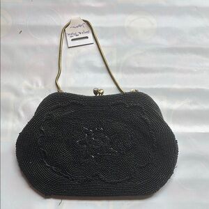 Black beaded purse with metal Clasp
